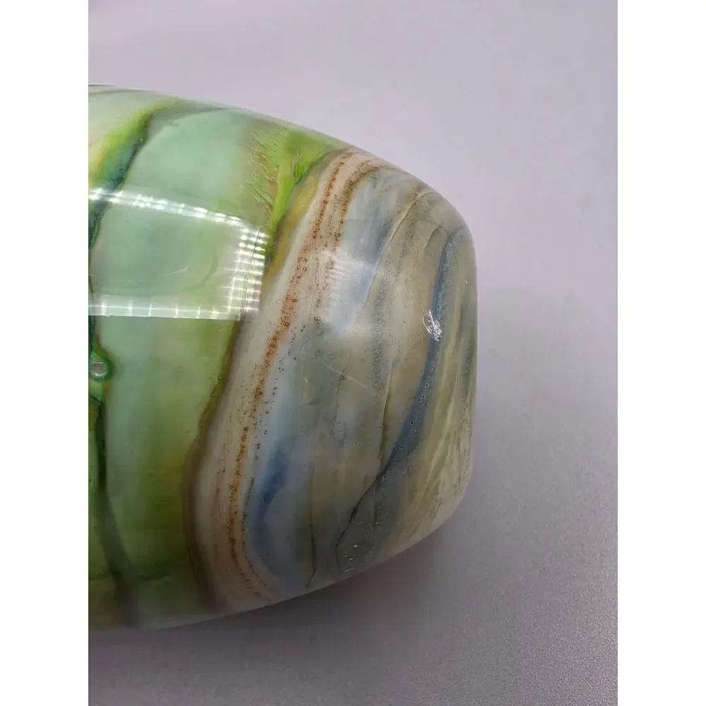 Vintage Nourot Early Art Glass Vase Cased Glass Signed Dated 1979 Green